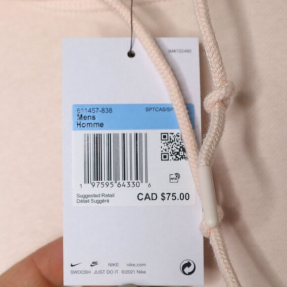 Nike Men's Club Fleece Hoodie Pullover Ice Peach Sweatshirt Sportswear - Picture 7 of 10